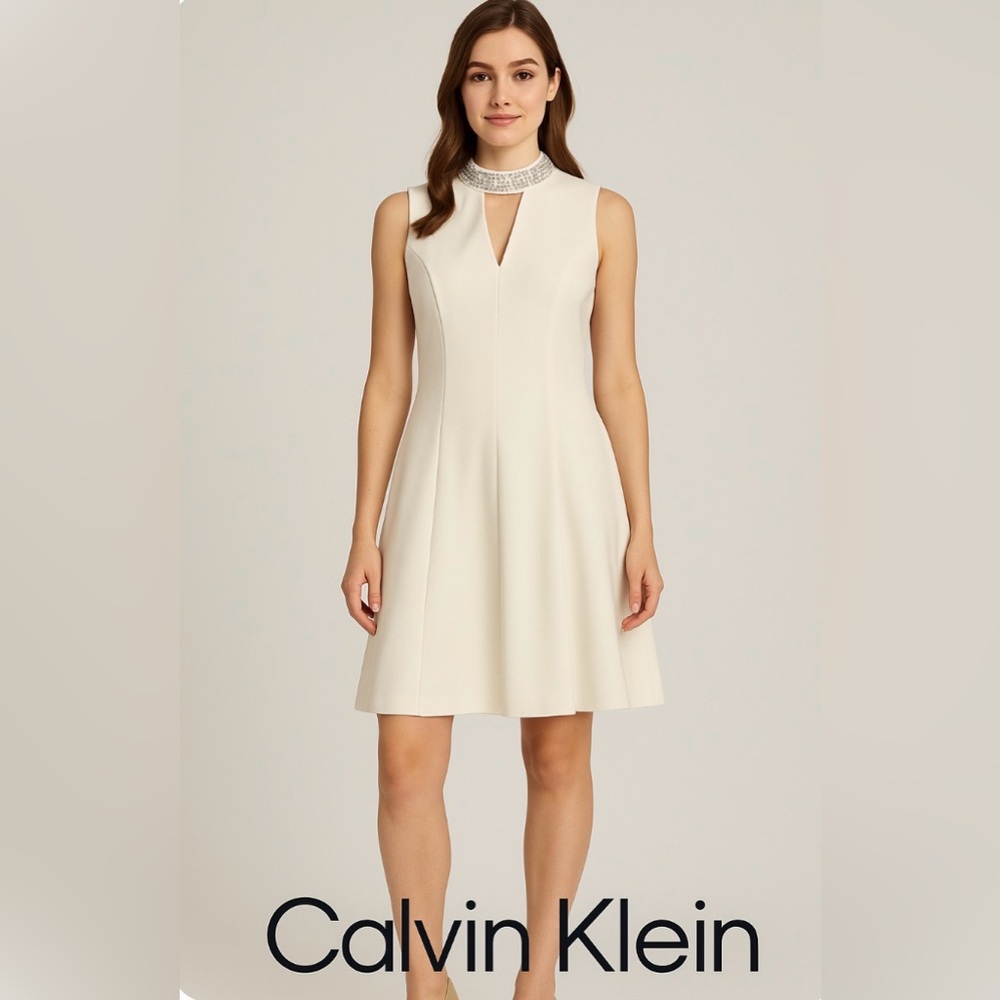 Calvin Klein Cream Sleeveless Mini Dress